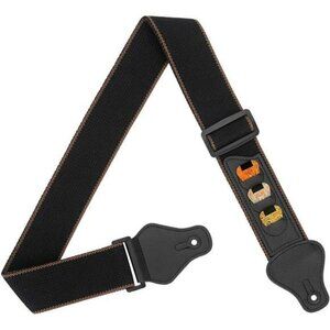 Cotton Guitar Strap Adjustable with Pick Holders for Electric Bass Acoustic